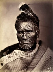 Portrait of a Maori with a tattooed face, c.1886-88